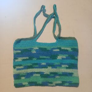 Handmade Multicolor Crochet Shoulder Bag  with Shoulder Strap